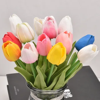 34 CM 5/10PCS PU Umelé Tulipán Kvety Skutočný Dotyk Falošné Kvety Tulipán Kytice, Svadobné Dekorácie, Kvety, Domáce Tabuľka Garen Dekor