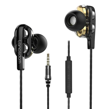 In-ear Slúchadlá Stereo Basov, 3,5 mm Jack, Káblové Langsdom D4C Kontroly HiFi Slúchadlá s HD Mic Headset pre Smart Telefón pre Xiao