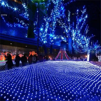LED Čisté Záclony Oka Víla String Svetlo Vianočné 3x2m 200led EÚ 220V Strany Svadobné Nový Rok Garland Vonkajšie Záhradné Dekorácie