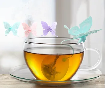 Hot Predaj Motýľ vrecák Lapače Silikónové Filter Čaj Infuser Kremíka Roztomilý Teabags na Čaj a Kávu Drinkware
