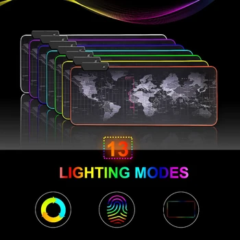 PC Gamer Mousepad RGB LED Vodotesný Klávesnice Mat, Ovládať farbu svetla Non-Slip 300*800mm Počítačovej Myši Mapu Herného Príslušenstva