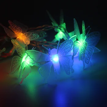 Motýľ Batérie String Svetlá Multi Farby Led Lampy Vonkajšie Vnútorné Dekoratívne Osvetlenie pre Záhradné Párty, Vianočné Víla Svetlo