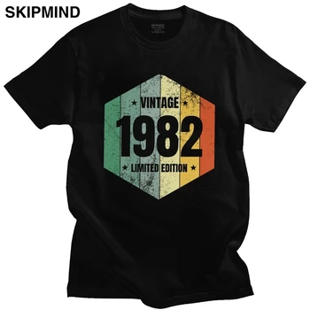 Vintage Legendy Sa Narodil V Roku 1982 T Shirt Mens Čistej Bavlny 38 Rokov Narodeniny Tee Topy Krátkym Rukávom Letné Tričko Oblečenie
