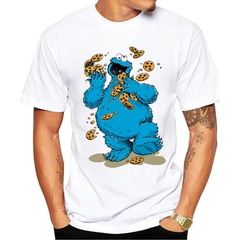 Móda Cookie Monster Vytlačené Muži T-Shirt O-Neck Tričká Krátky Rukáv Sesame Street V Pohode Topy Zábavné, Bláznivé Cookies Tees