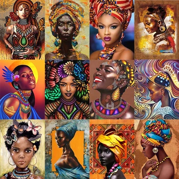 DIY Maľovanie Podľa Čísel Africkej Ženy Portrét Handpainted olejomaľba Moderné Nástenné Art Domova Jedinečný Dar
