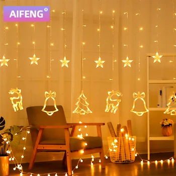 AIFENG Vianočné Osvetlenie Led Záves Svetelné Girlandy-Hviezdičkový Zvony Dekor Pre Domáce Rozprávkových Svetiel Outdoor Indoor Festival String Svetlo
