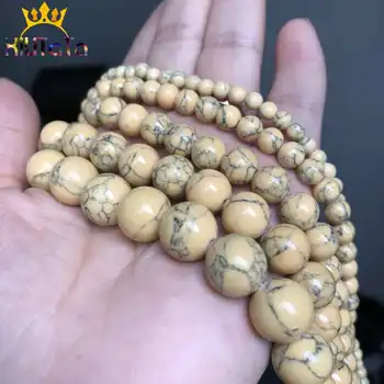 Syntetické Žltá Turquoises Korálky Kolo Voľné Kameň Guľôčok Pre Šperky, Takže DIY Náramok, Náhrdelník Príslušenstvo 15