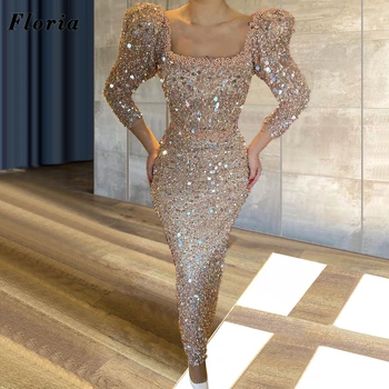 Arabský Korálkové Loď Krku Formálne Večerné Šaty Dlhé Morská Víla Prom Šaty Dubaj Couture Kaftan Strany Noc 2021 Vestidos De Fiesta
