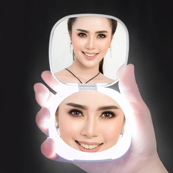 Prenosné LED Zrkadlo Prenosné Svetlo Zrkadlo 5 Krát zväčšovacie sklo 5X Zväčšovacie Zrkadlo make-up Vonkajšie Nočné Svetlo Držiaka Telefónu Podporu