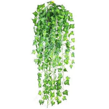 2.1 M Umelé Ivy zelenej Listovej Garland Rastliny Viniča Falošné Lístie, Kvety Domova Plastové Umelý Kvet Ratan string TSLM1