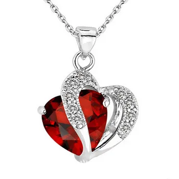 2021 Nové Módne Ženy Srdci Crystal Drahokamu Strieborné Reťaze Prívesok Náhrdelník Šperkov náhrdelník pre ženy náhrdelník zariadenia extender
