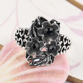 Móda Kvety Prstene pre Ženy Geometrické Osobnosti Jedinečný Dizajn Crystal Silver Farba Prst Prsteň Strany Príslušenstvo Šperky