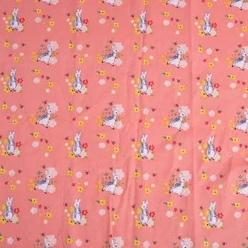 Krásne Bavlnenej Tkaniny Ružová Cartoon Králik Kvetinový Vzor, Digitálna Tlač Šijací Materiál DIY Domáce Patchwork Šaty Oblečenie