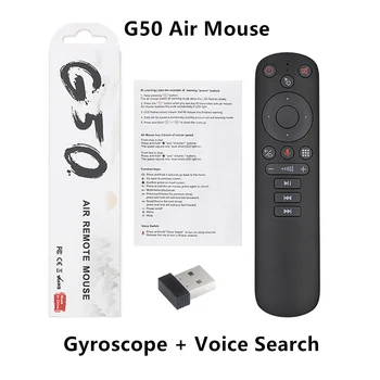 (Veľkoobchod 5 KS) L8star G50S Google Voice Vzduchu Remote Mouse Gyroskop, Android Smart Tv Univerzálny 2.4 G učenia sa IR Diaľkové Ovládanie