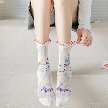 Naberaný kawaii ponožky oka calcetines mujer jahoda roztomilý kórejský streetwear módy ženy bavlna harajuku dizajnér žena sokken