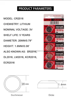 200pcs pôvodnej značky Pre maxell cr2016 BR2016 DL2016 LM2016 KCR2016 ECR2016 3v tlačidlo bunky mince lítiové batérie pre hodinky