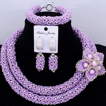 Dudo Obchod Nigérijský Svadobné Šperky Sada Mix - Farba Korálkové Kvety Jemné Šperky Set Pre Africké Ženy 3 Vrstvy 3 Kusy Darčeková Sada