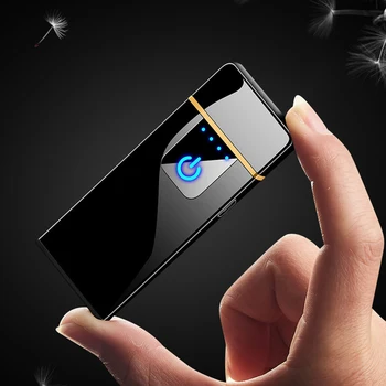 Odtlačkov prstov Indukčné Nabíjateľná Ľahšie USB Ultra-tenká Plazmový Flameless Elektrické Zapaľovače Fajčenie Tvorivé Gadgets Pre Mužov