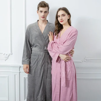 Hotel župan pár dlhé pletené nightgown hrubé zimné Japonské obojstranné toweling absorbentu, župan