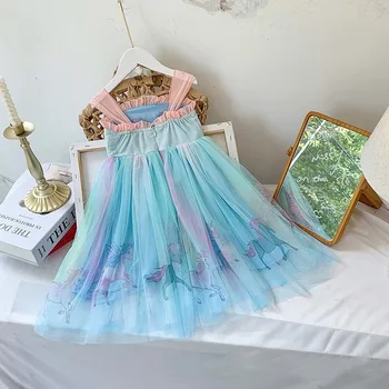 Letné Dievčatá Princezná Šaty 2021 Nové Kreslené Jednorožec Kvet Deti Party Oblečenie pre 2 3 4 5 6 7 Rok Batoľatá, Deti Oblečenie