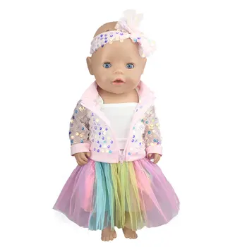 4pcs in1， 2020 krásne Dúhové farby vhodné Pre 43 cm Baby Doll 17 Palcové Reborn Baby Doll Oblečenie, Topánky nie sú zahrnuté