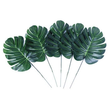 12PCS Zelené Tropické Palmový List Veľký, Korytnačka Leaf Bambusových Listov Umelých Rastlín Svadobné Party Jedálenský Stôl Záhradné Dekorácie