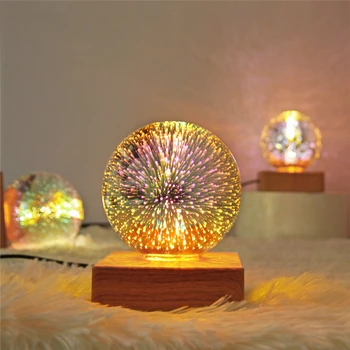 3D Ohňostroj Crystal Ball Lampa Domov Nočný Stolík Atmosféru Svetelný Hviezdne Nebo LED Nočné Svetlo