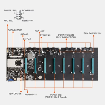 BTC-D37/BTC-S37 Ťažba Doske CPU Nastaviť 8 Slot Grafickej Karty + 24Pin Napájania Adaptér + 8Pin PCIE na Dual 8 (6+2)Pin Napájací Kábel