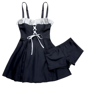 2020 Lolita Plavky Ženy Plavky dvojdielne plavky Čierne plavky Japonský Plávanie Sukne Oblek s Šortky pre Ženy M-XL