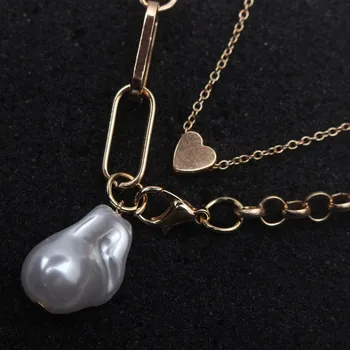 2ks/set Clavicle Náhrdelníky pre Ženy, Malé Srdce Prívesky Golier 2021 trend collier femme osobnosti perlový náhrdelník Collares