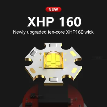 2021 NOVÉ XHP160 KLASU Taktické LED Baterky USB Nabíjateľné baterky 18650 26650 Pochodeň Zoom Svietidla silný XHP90 Ručné Svietidlo