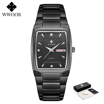 WWOOR 2021 Originálne dizajnérske Hodinky Pre Mužov Módne Čierne Quartz Námestie náramkové hodinky Športové Nepremokavé Automatický Dátum Reloj Hombre