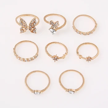 2020 Nové Trendy Motýlích Krídel Krúžky Nastaviť Zlaté Geometrické Nepravidelný Akryl Kameň Jasné Drahokamu Prst Šperky Ženy, Darčeky