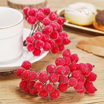 40Pcs/Veľa Mini Falošné Plastové Berry Matné Umelé Berry Red Cherry Pearlescent Kvet, Svadobné, Vianočné Dekorácie DIY Darček