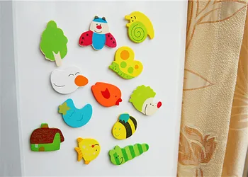 12Pcs Set Roztomilé Magnety na Chladničku, Baby, Deti, Drevené Cartoon Zvieratá Eco Dieťa Vzdelávacie Hračky Chladnička Magnety Darčeky