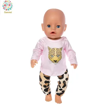 Dieťa New Born Bábika Oblečenie Príslušenstvo Fit 17 palcové 43 cm Leopard Ružové Oblečenie Pre Baby Darček k Narodeninám