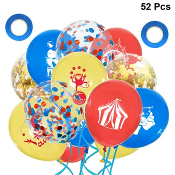 52PCS 12 Palcový Karneval Cirkus Tematické Vytlačené Balóny Flitrami Konfety Latexové Balóny Stuhy Party Dekorácie, Party Ornament Ho