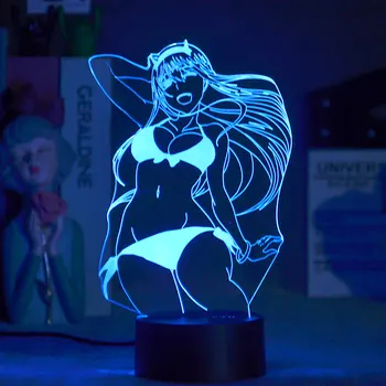 3D LED Nočné Svetlo, Nulové Dve Sošky stolná Lampa Domáce Dekorácie Svetla Anime Waifu Darček DIY Miláčik V Franxx Nula Dva na Čítanie