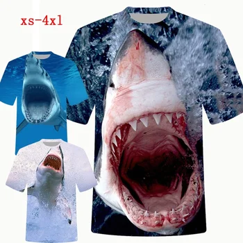 Nové zlatú rybku a Žraloka Značku Ryba v Pohode Vytlačené Mužov Bežné T-shirt Kúpanie Žraloky T-Shirt Zviera 3d Krátky Rukáv