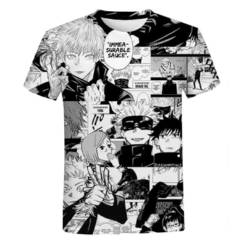 3D T Shirt Anime Jujutsu Kaisen Tlač Lete Bežné Krátky Rukáv Hip Pop Streetwear T Shirt Muži Ženy Móda Nadrozmerné Tee Topy