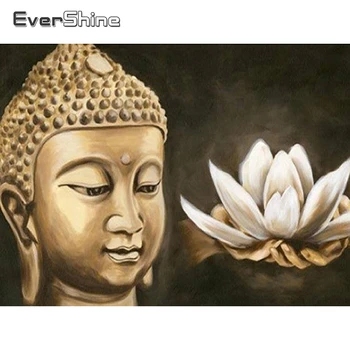 Evershine 5D Diamond Mozaiky Náboženstvo Buddha Diamond Maľovanie Plný Vrták Námestie Portrét Diamond Výšivky Drahokamu Obrázky