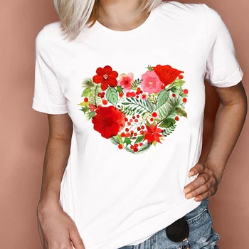 Ženy Grafické Elegantné Oblečenie Lásky Kvet Kvetinový Tlač Módne Cartoon Lete Tlač Ženské Šaty, Topy Tees Tričko T-Shirt