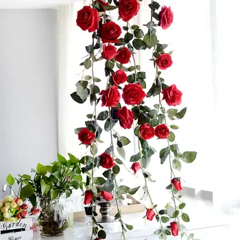 180 cm Umelý Kvet Riadok Rose Viniča DIY Svadobné Party Arch Dekor Platformu Pozadí Kvetinové Steny Domov Okno Záhrada Dekor