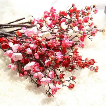 4 Farby Umelé Kvety Čínska Slivka Čerešňové Kvety Hodvábu Kvetov Sakura Konáre Stromov Domov Svadobná Výzdoba