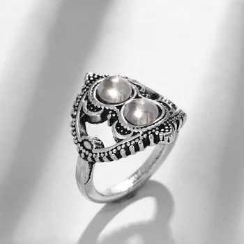 KRÁSY VRSTVA Trendy Vintage Goth Silver Black Ring České Geometrické Dragon Kunckle Prstene pre Ženy Strany Príslušenstvo Šperky