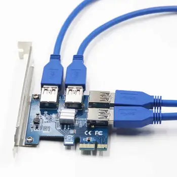 PCI-E Na USB Adaptér 4-port PCI-E X1 USB 3.0 Stúpačky Karty Extender Rada Ťažba Príslušenstvo Pre Bitcoin Mining Baník BTC Zariadenia
