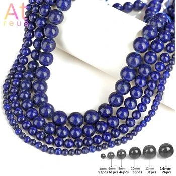 4-14 mm Prírodný Kameň Korálky Lapis Lazuli Kolo Voľné Kameň Korálky Pre Šperky, Takže DIY Náramok Náušnice Kvapky Príslušenstvo 15