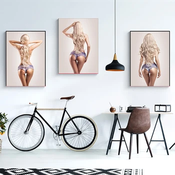 Maliarske Plátno Sex Blondínka Wall Art Zväzok Vlasov Plagát, Tlač Obrázku Moderný Bar Miestnosti Dekorácie Domova