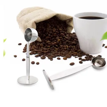 1pcs 2v1 kávovú Lyžičku Nehrdzavejúcej Ocele Stáť Káva Prášok Meranie Tamper Lyžice Kávy Tamper Coffee Bean Lyžice Coffeeware