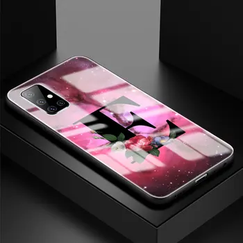 Tvrdené Sklo Puzdro Pre Samsung Galaxy A51 A50 A71 A70 A31 A30 A21s A91 A10 A40 Kryt Telefónu Sac Ružový List